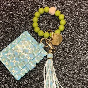 Chic Blue and Green Keychain Wallet